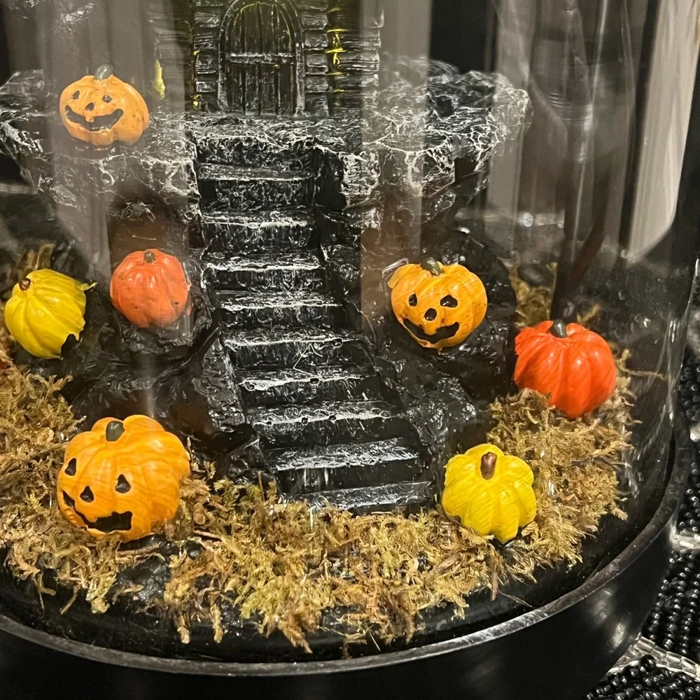 Martha Stewart Halloween Haunted House Light Up LED Glass Cloche Pumpkins New - Picture 11 of 15